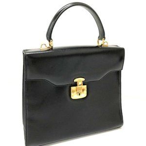 GUCCI Tote Bag Hand Bag Black Leather